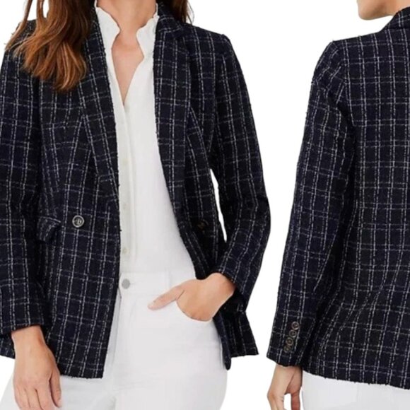 Ann Taylor Jackets & Blazers - Ann Taylor Navy Plaid Blazer